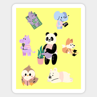 Cute Kawaii Animals Having Fun Sticker